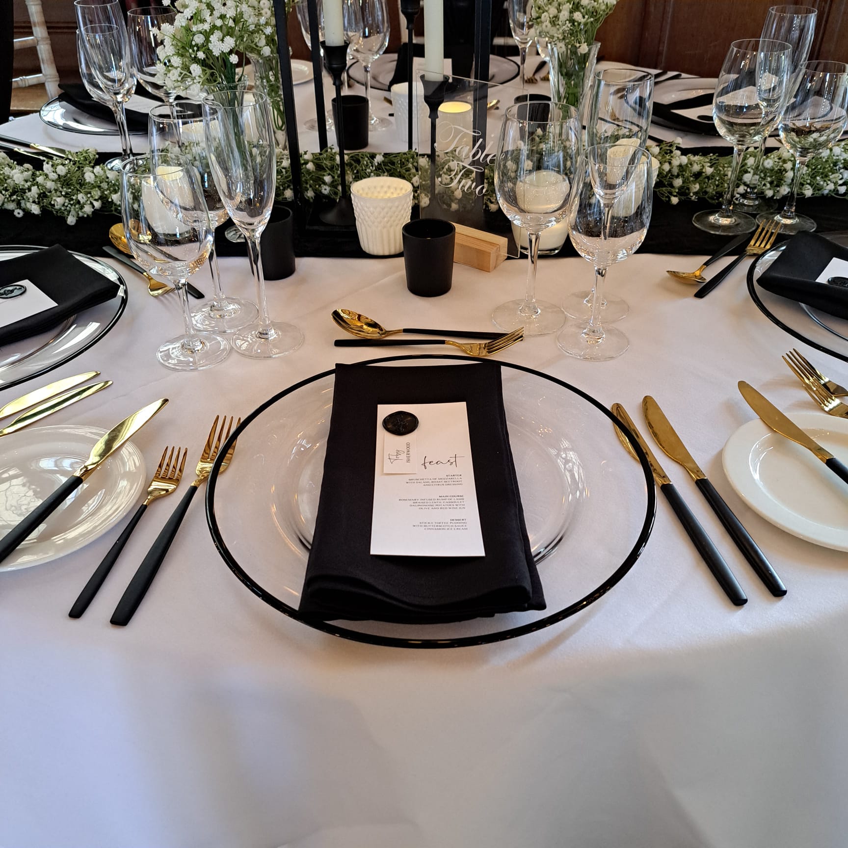 Gold & Black Cutlery Hire Wedding Event Party