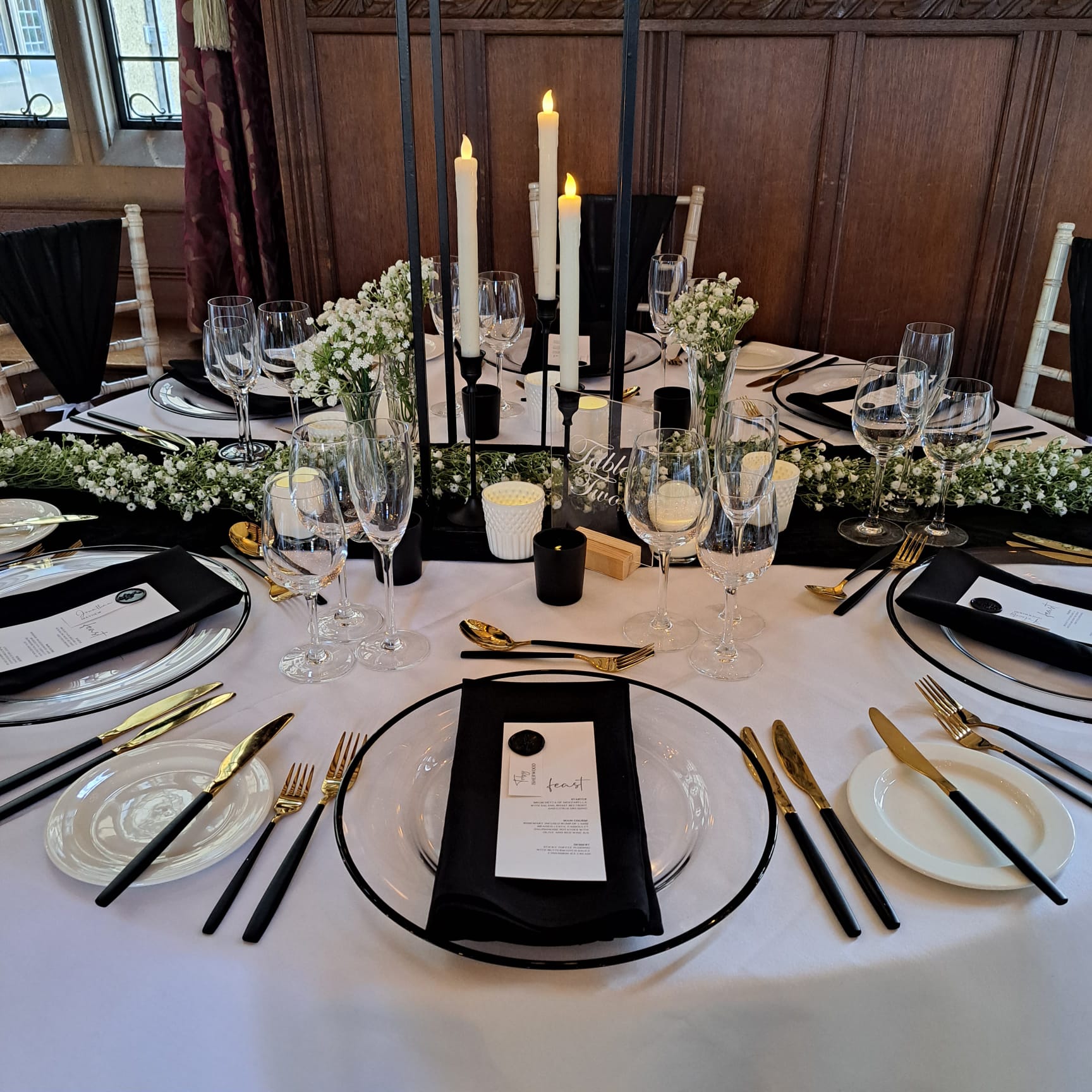 Gold & Black Cutlery Hire Wedding Event Party