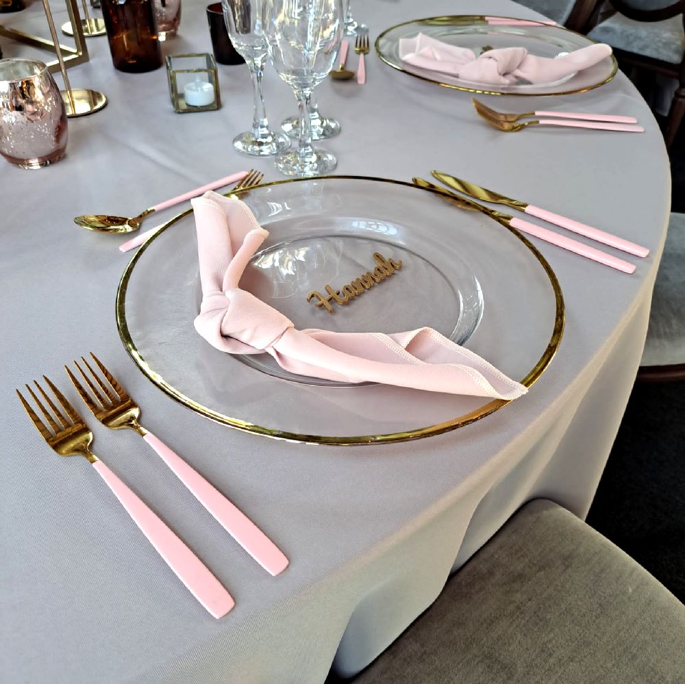 Pink & Gold Cultery Hire Header Wedding Event Party