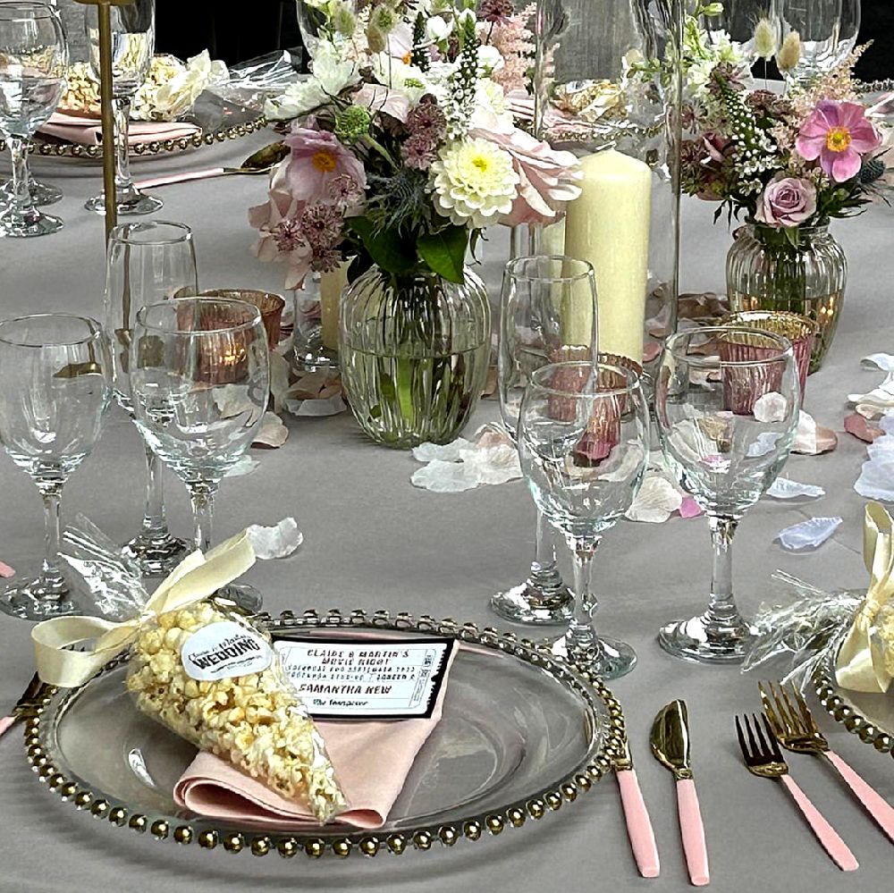 Pink & Gold Cultery Hire Header Wedding Event Party