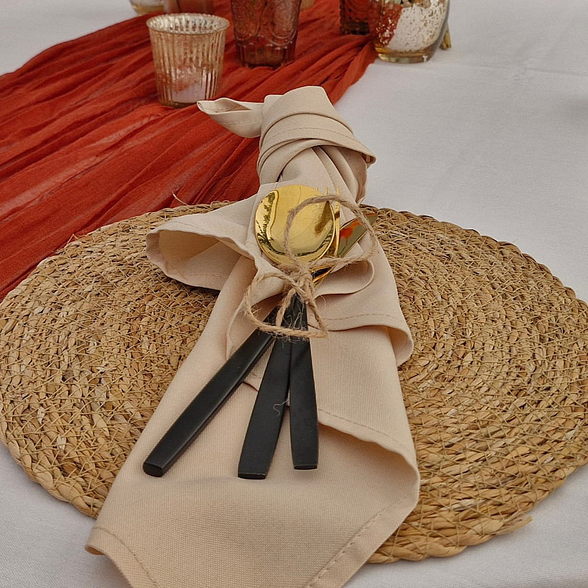 Gold & Black Cutlery Hire Wedding Event Party