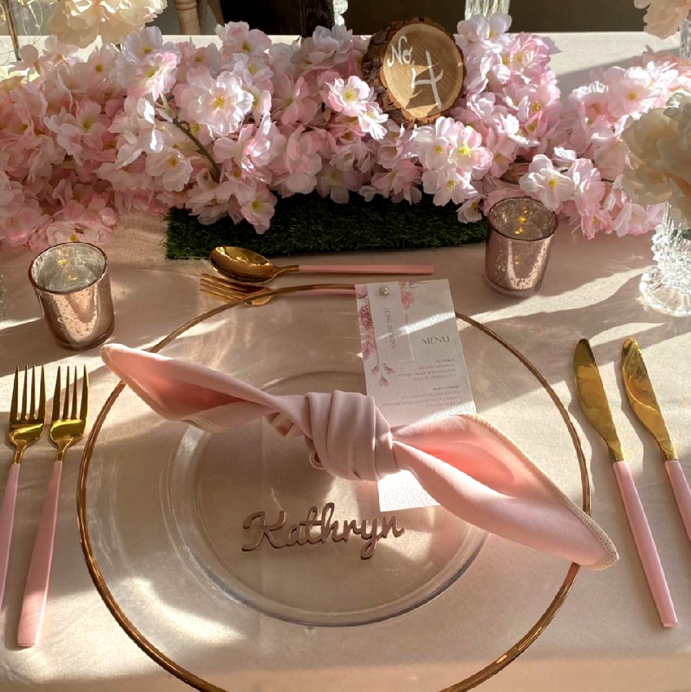 Pink & Gold Cultery Hire Header Wedding Event Party