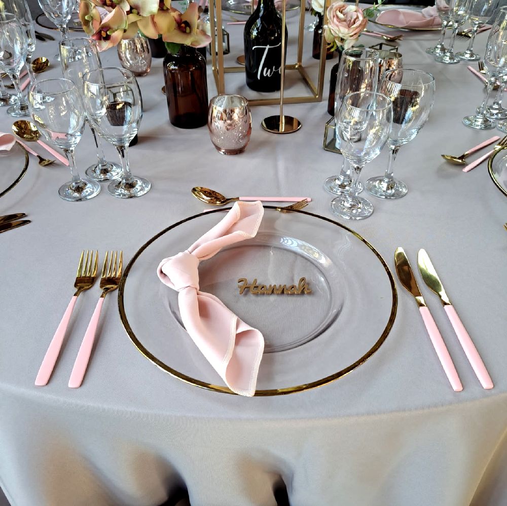 Pink & Gold Cultery Hire Header Wedding Event Party