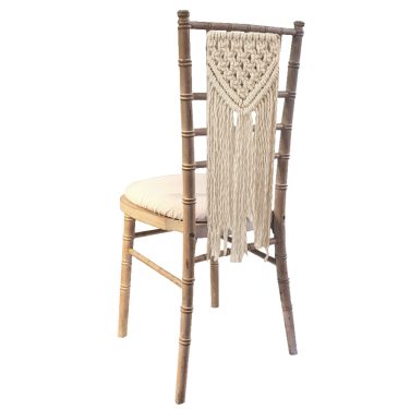 Limewash Chiavari with White Seat Pad & Macrame Hanger