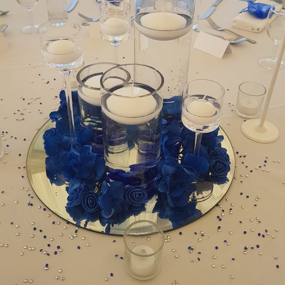 3 cylinder vases floating candles royal blue mirror tea lights shenley winter package (1)