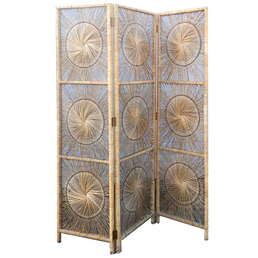 Vintage Bamboo Circle Screen Room Divider