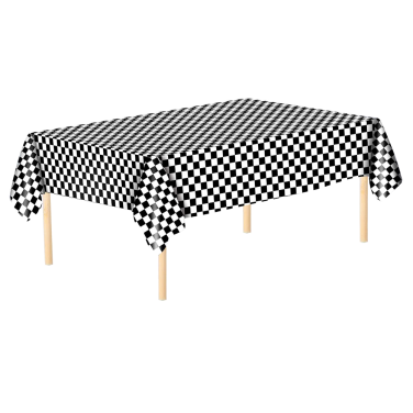 Black and White Chequered Plastic Tablecloth