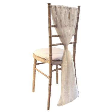 Limewash Chiavari with White Seat Pad with lace Drape