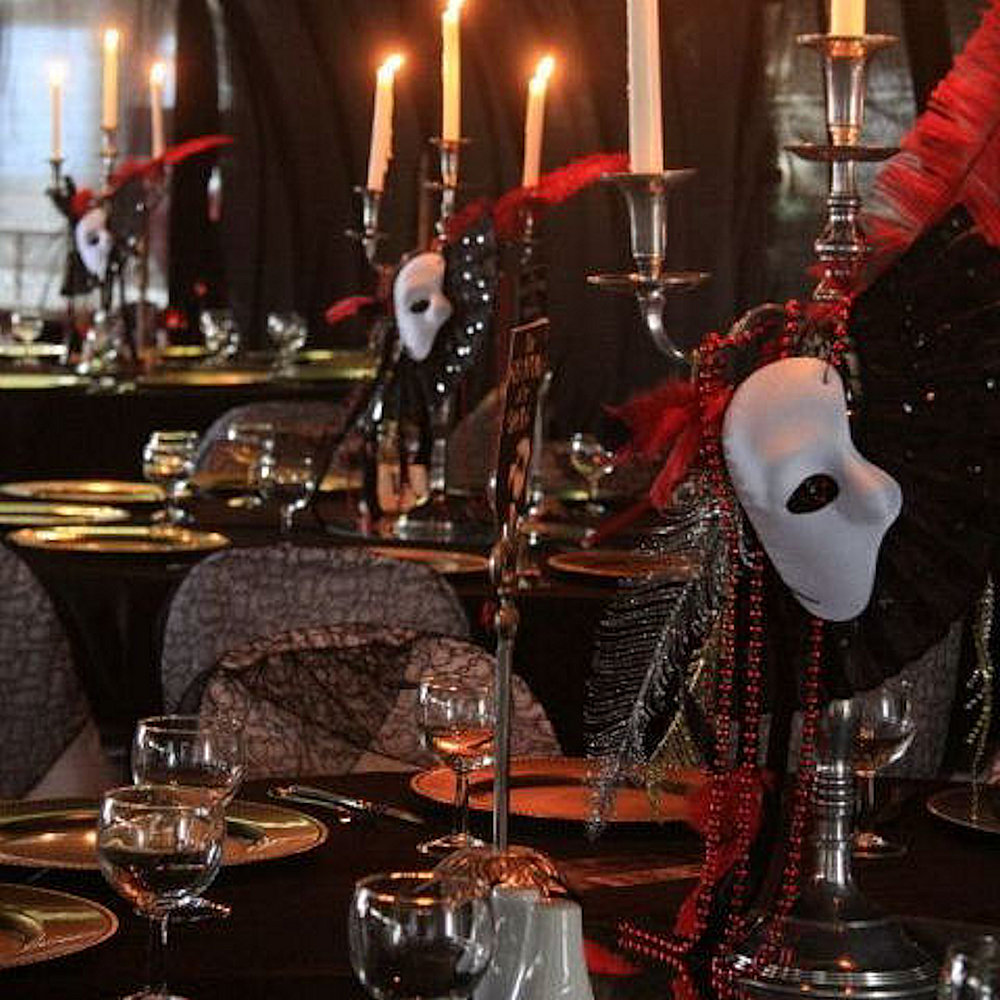 Phantom of the Opera Candleabra with Mask & Feathers