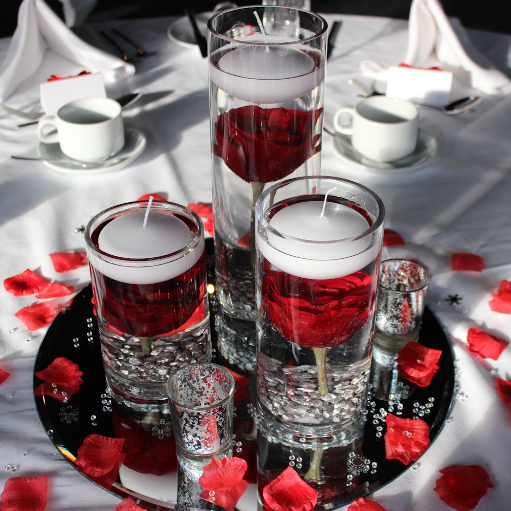 Red Roses in Cylinder Vases