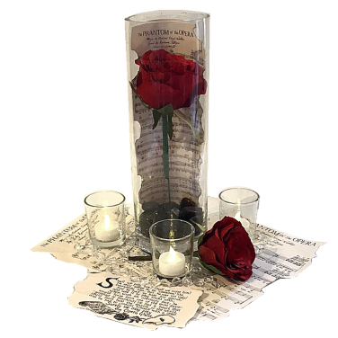 Rose in Cylinder Vase with Music Paper Centrepiece