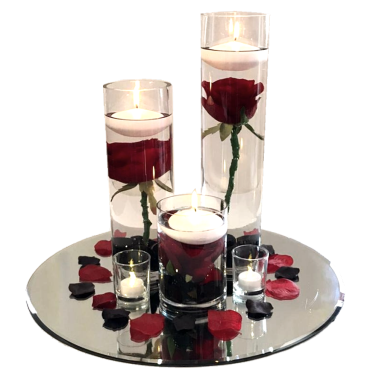 Silk Flowers in Cylinder Vases Centrepiece Hire