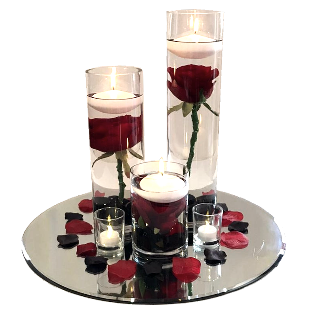 Silk Flowers in Cylinder Vases Centrepiece Hire