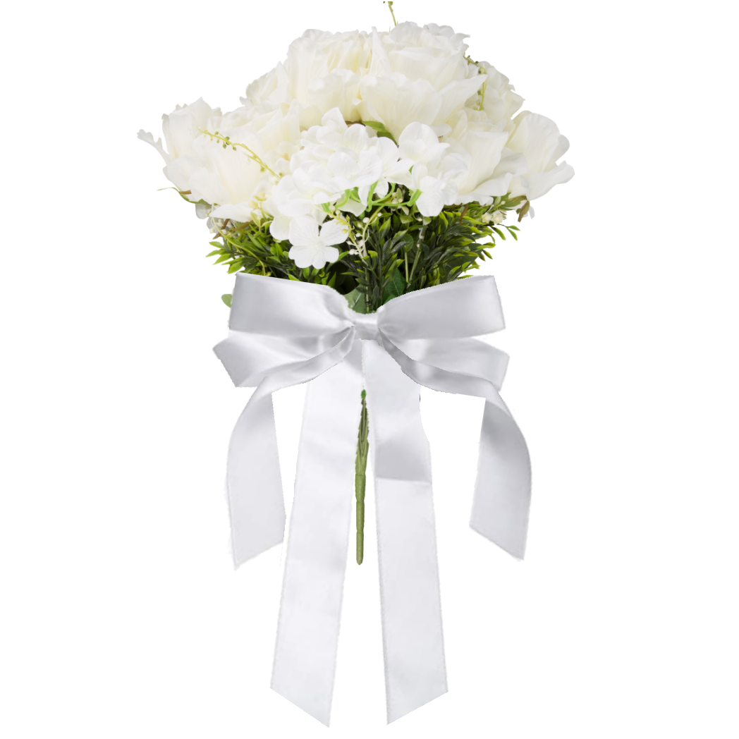 Silk Flower Bunches with Ribbons