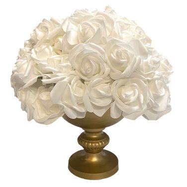 White Roses in Gold Punch Bowl Hire