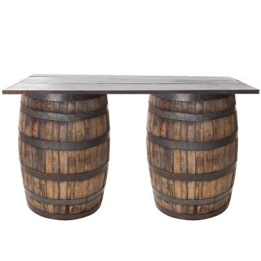 Barrel Top on Barrels Bar Table Shelf