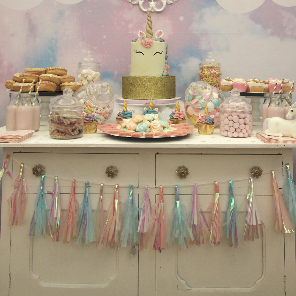 White Dresser Unicorn Baby Shower