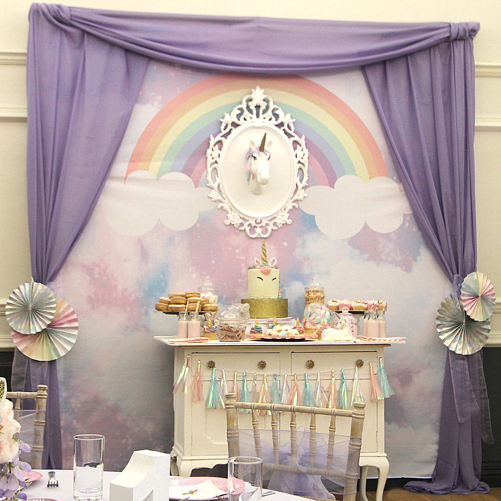 White Dresser Unicorn Baby Shower Dessert Sweet Table