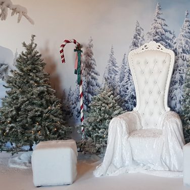 Candy Cane with WInter Backdrop & Throne Chair