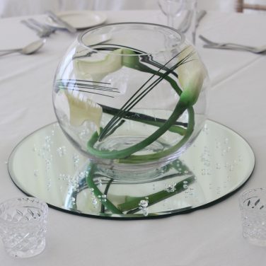 Fish Bowl Hire with Calla Lilies & Grass