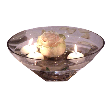 Floating Candles in Open Bowl with Rose Head