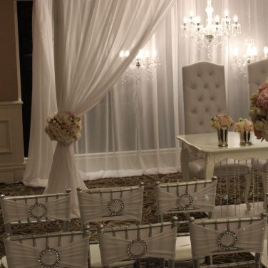 Silver Chiavari Chair with White Spandex Lycra Chair Band