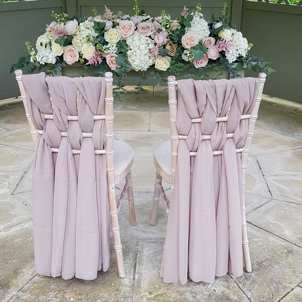 Limewash Chiavari Chairs with Antique Pink Weave