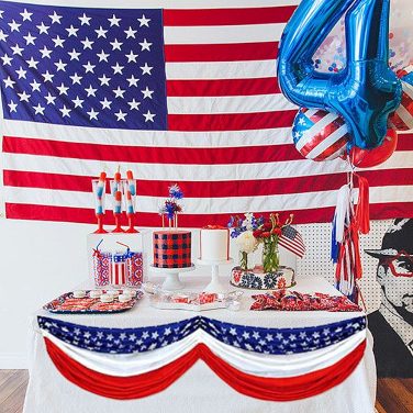Stars & Stripes Table swag in front of dessert table