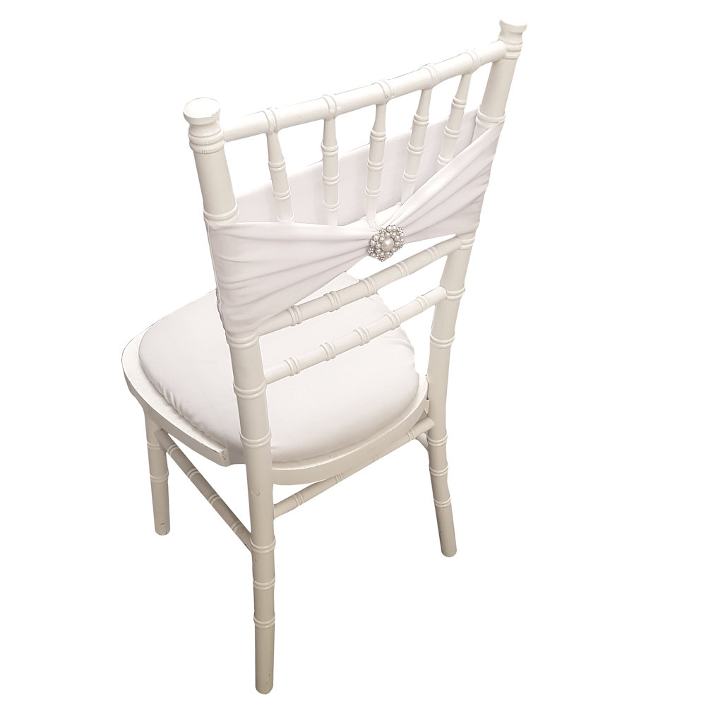 White Chiavari Chair with White Spandex Lycra Chair Band
