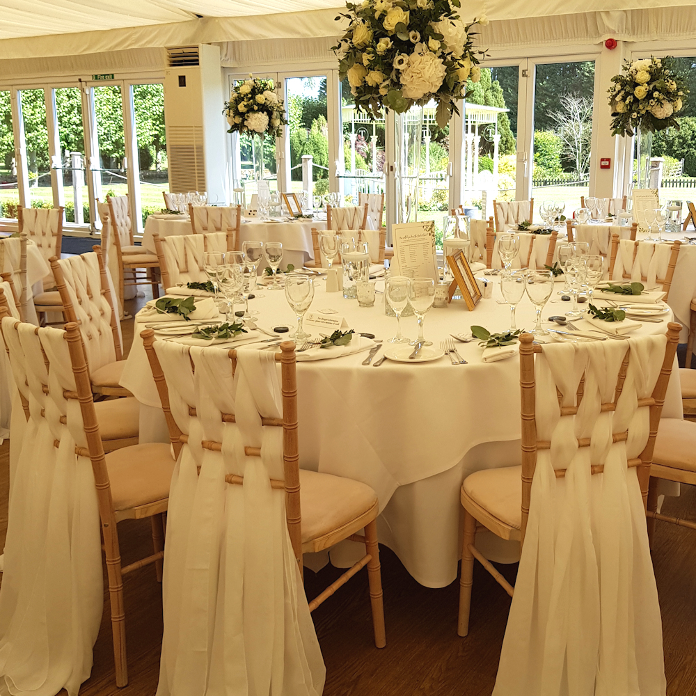 Quendon Hall Chiavari Chairs with White Weave