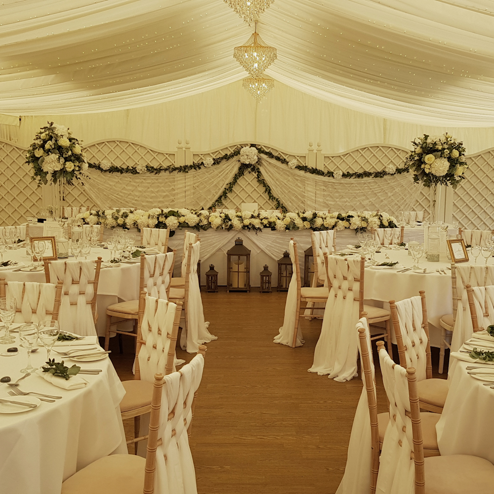 Quendon Hall Chiavari Chairs with White Weave
