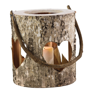 Bark Lantern with Heart Cut Out