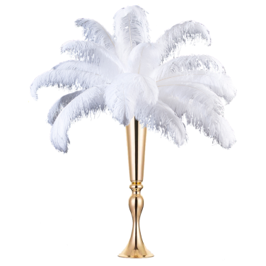 Gold Trumpet Vase Hire with Feathers