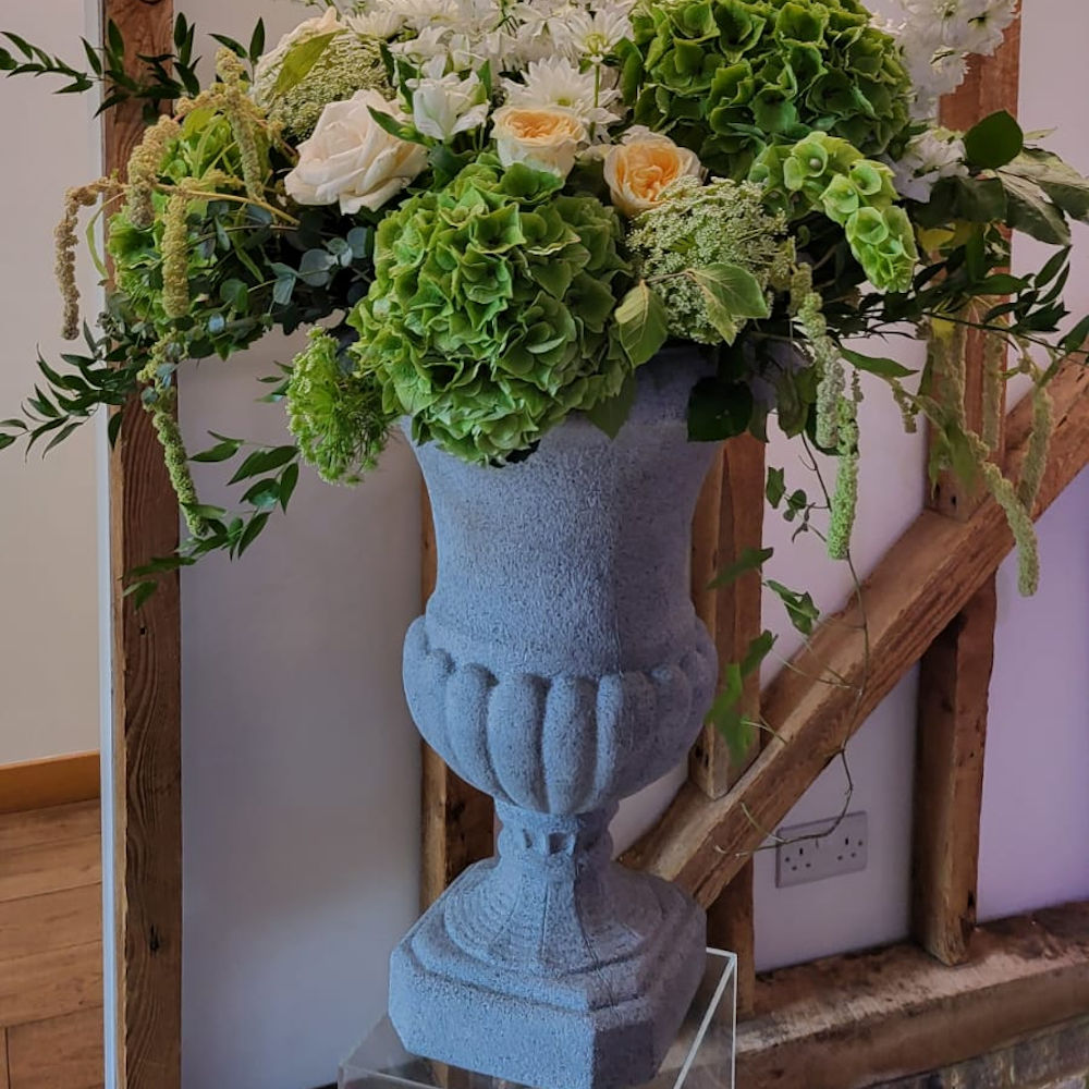 Grey Fluted Urn - Flowers by The Surrey Florist