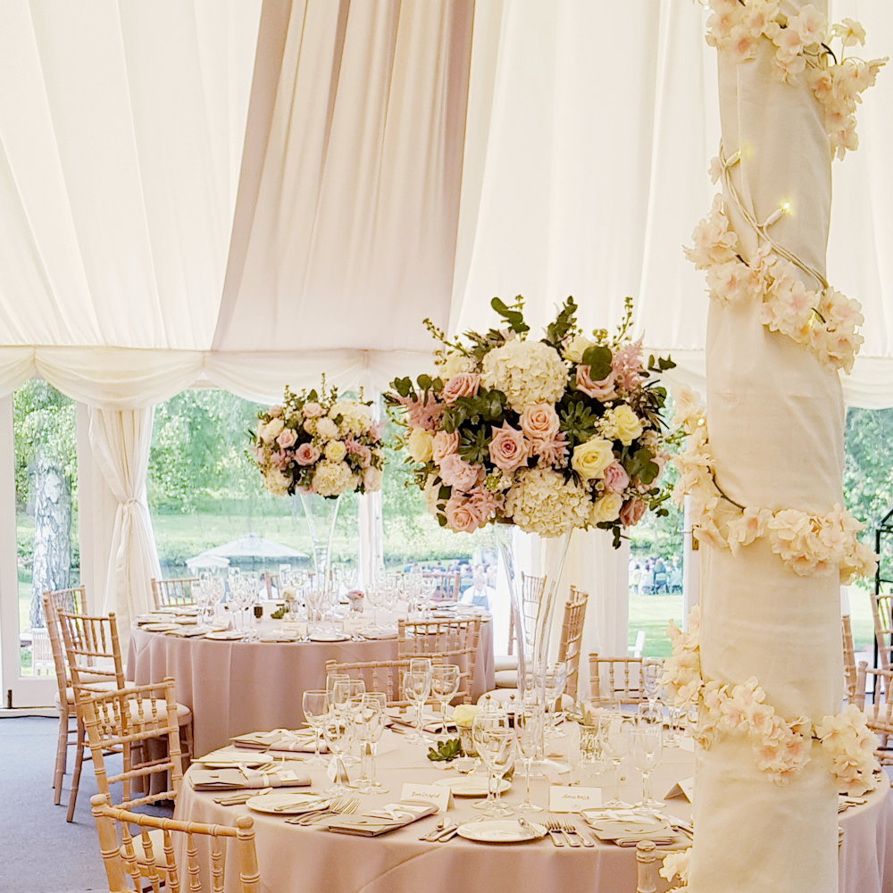 Pink Blossom Garland around poles