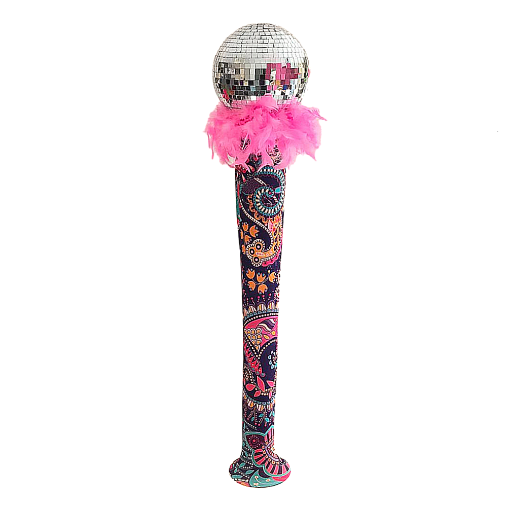 Mirror Ball Centrepiece with Paisley Tights and Pink Feather Boa Sixties 60's