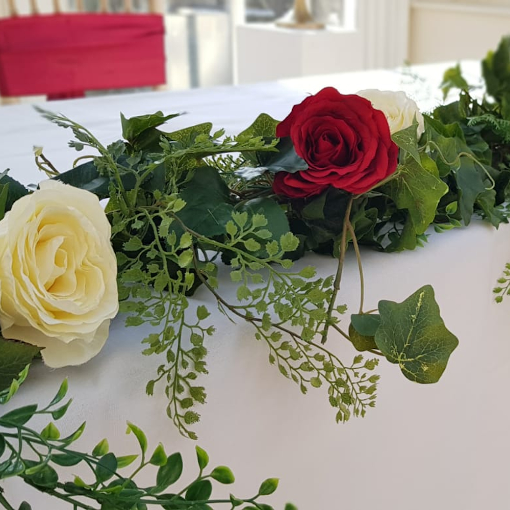 Hire of Mixed Foliage Garland with Silk Flowers - Image 20