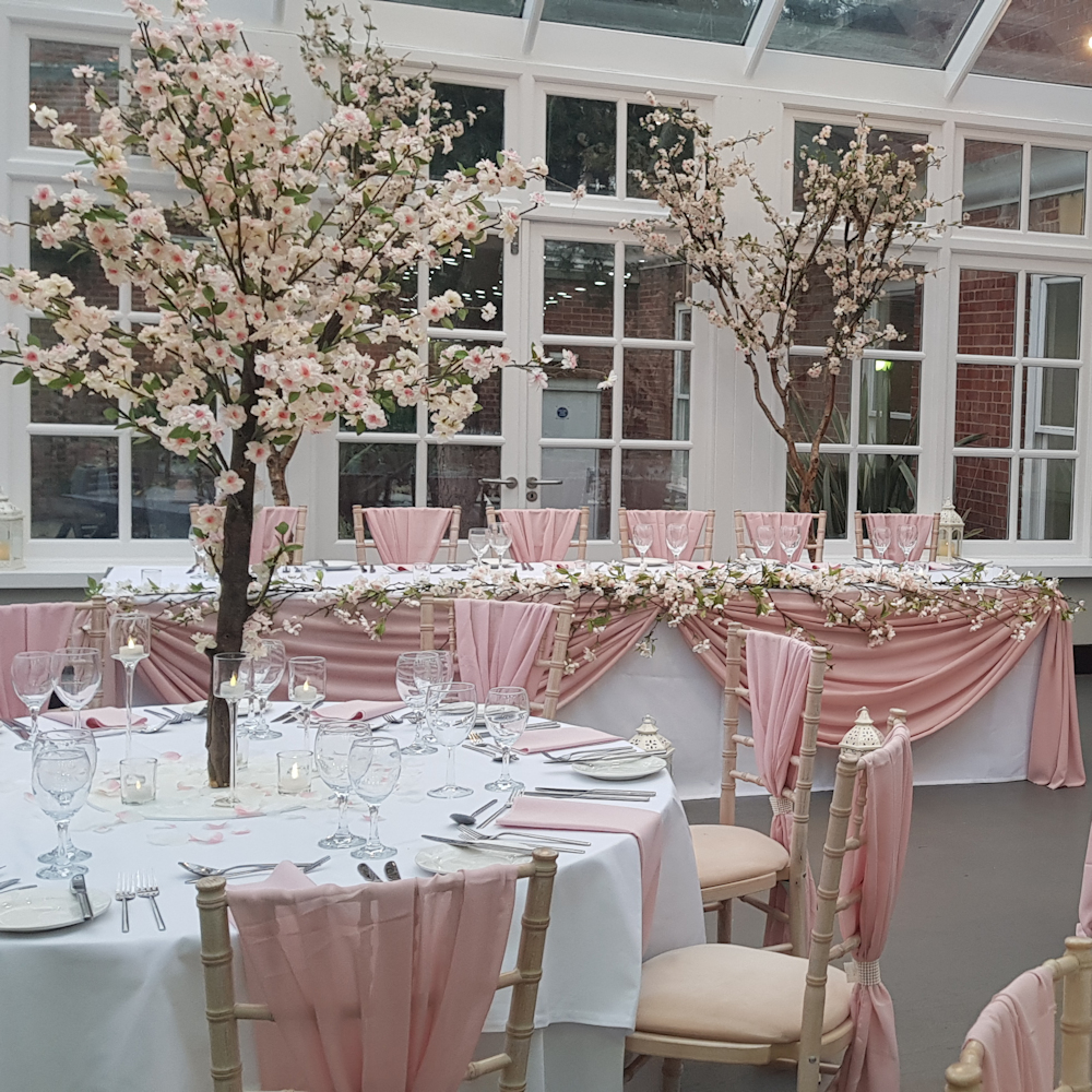 Pink Blossom Tree Centrepiece with Blossom Garland