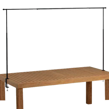 Over table rod frame pole arch system with clamps