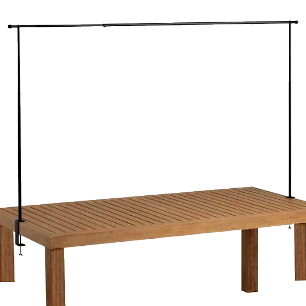 Over table rod frame pole arch system with clamps