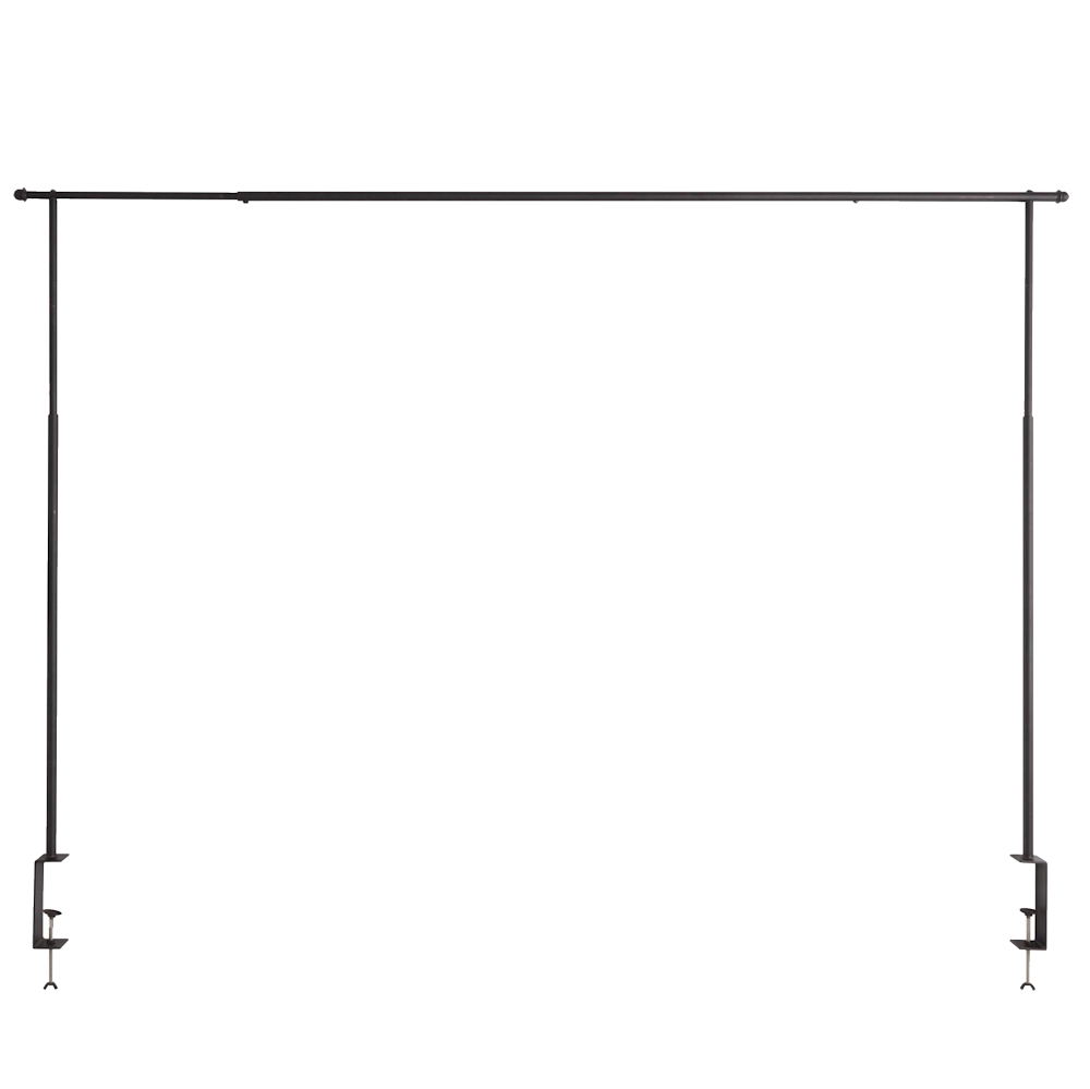 Over table rod frame pole arch system with clamps