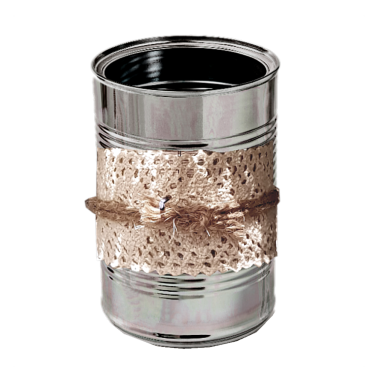 Tin with lace and String
