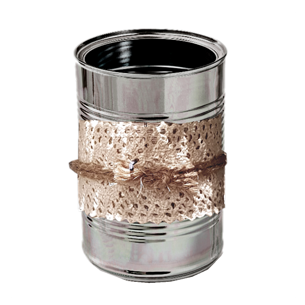 Tin with lace and String
