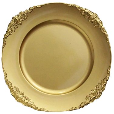 Gold Acrylic Plastic Baroque Charger Plate Hire