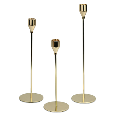 Tulip Modern Slender Candlesticks Set of 3 Gold