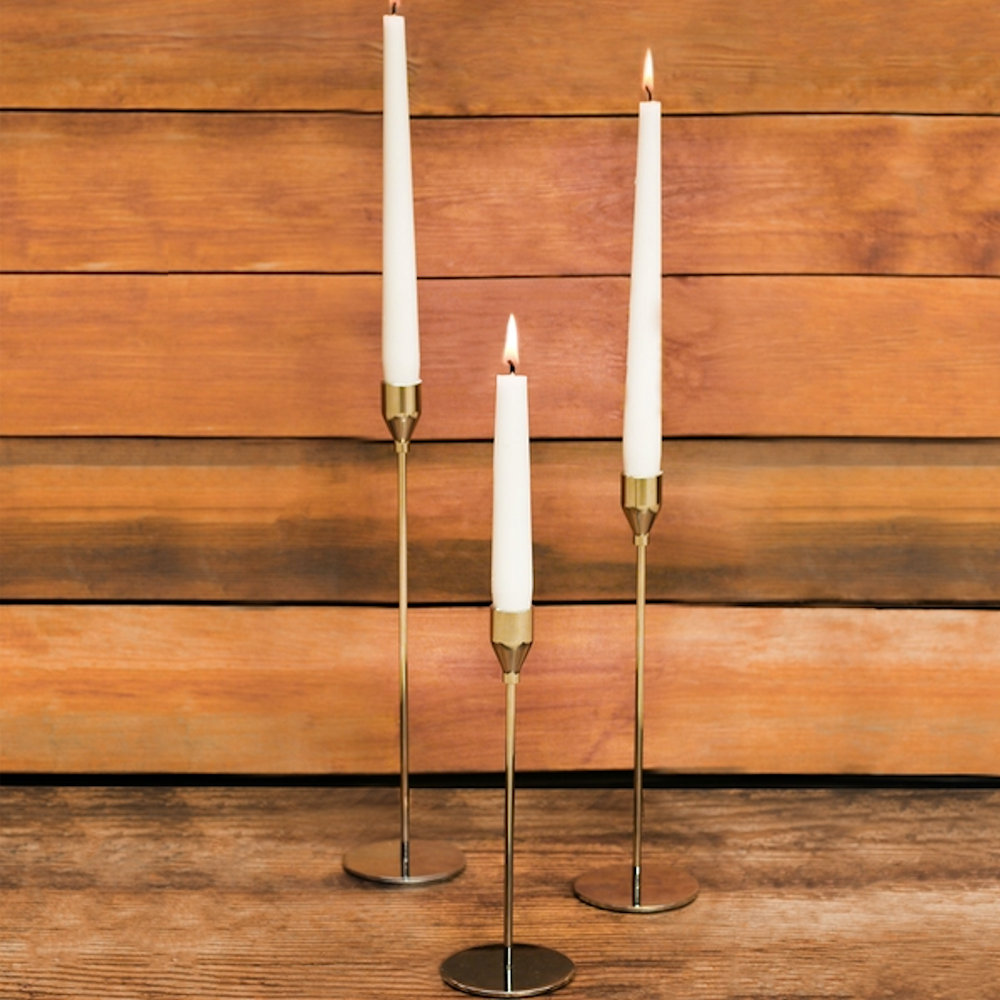 Tulip Modern Slender Candlesticks Set of 3 Gold
