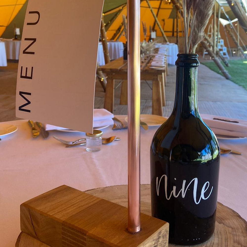 Bottle Pampas Grass Table Number