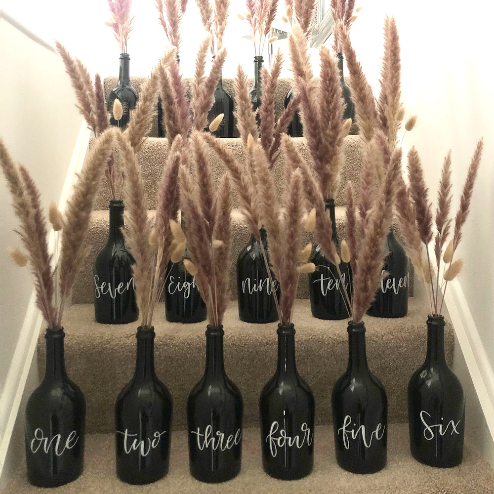 Bottle Pampas Grass Table Number
