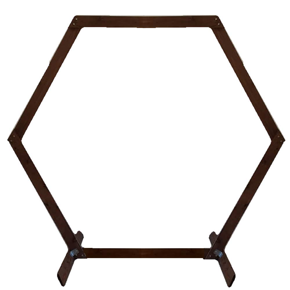 Rustic Wooden Hexagon arch backdrop Hire 2m