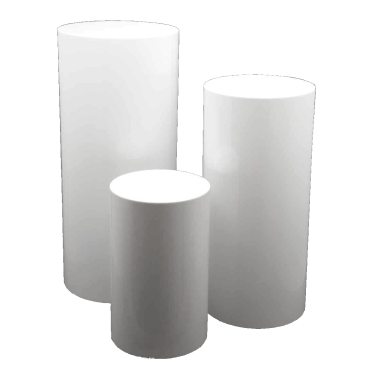 White Gloss Round Cylinder Plinths